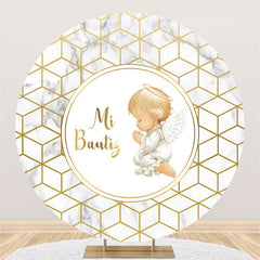 Lofaris Gold Baby Diamond Pattern Shower Round Backdrop