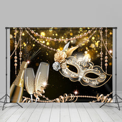 Lofaris Gold Black Cheers Masquerade Holiday Dance Backdrop