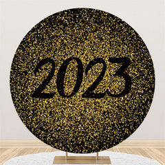 Lofaris Gold Black Theme Happy New Year Round Backdrop For Party