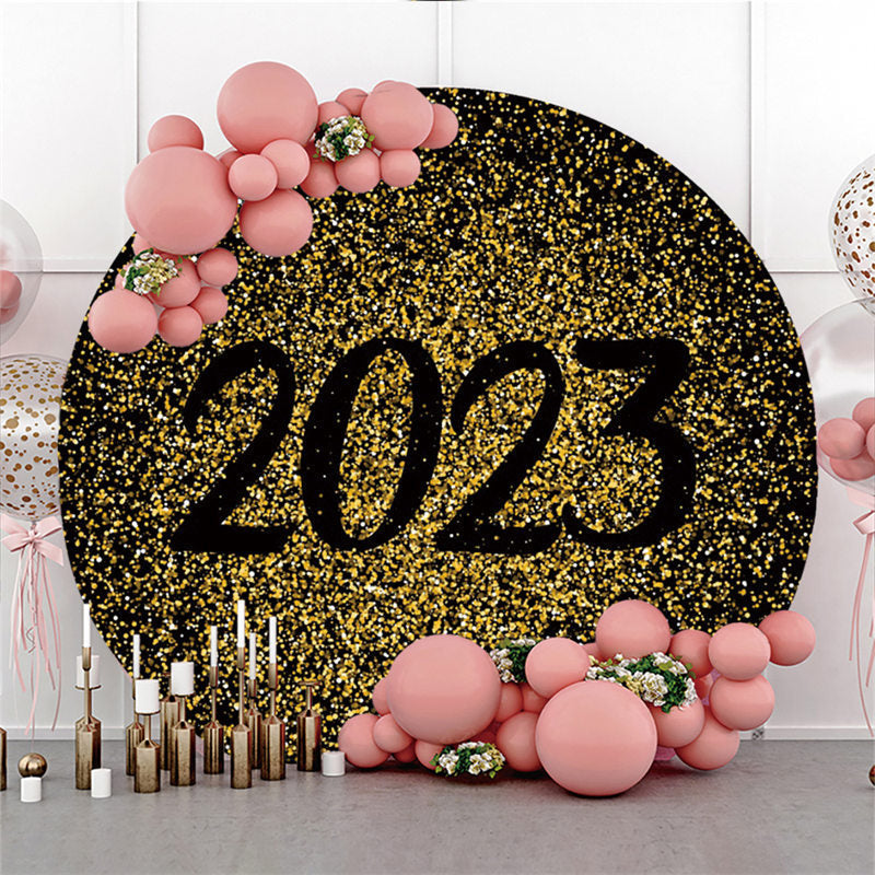 Lofaris Gold Black Theme Happy New Year Round Backdrop For Party