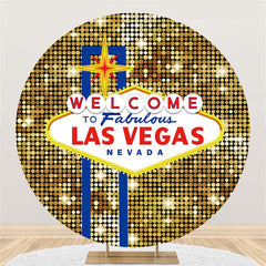 Lofaris Gold Bokeh Spot Welcome Lasvegas Round Decoration Backdrop