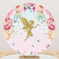 Lofaris Gold Butterfly Fairy Happy Birthday Circle Backdrop