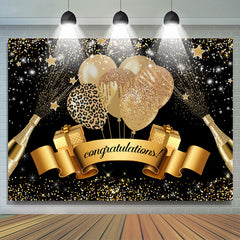 Lofaris Gold Champagne Leopard Balloons Grad Party Backdrop