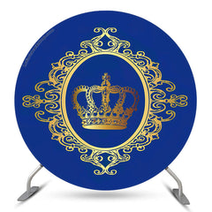 Lofaris Gold Crown Royal Blue Birthday Party Round Backdrop