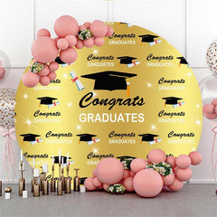 Lofaris Gold Custom Circle Congrats Grad Backdrop Decoration