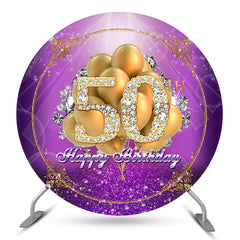 Lofaris Gold Diamond Balloon 50th Birthday Round Backdrop