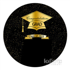 Lofaris Gold Glitter And Black Class Of 2023 Graduation Backdrop