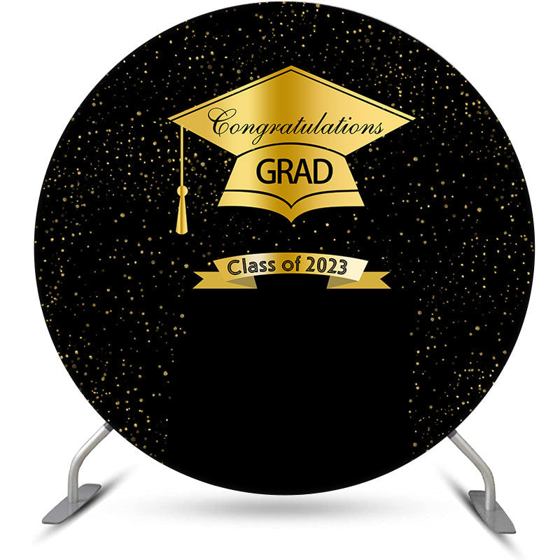 Lofaris Gold Glitter And Black Class Of 2023 Graduation Backdrop