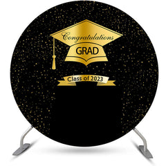 Lofaris Gold Glitter And Black Class Of 2023 Graduation Backdrop