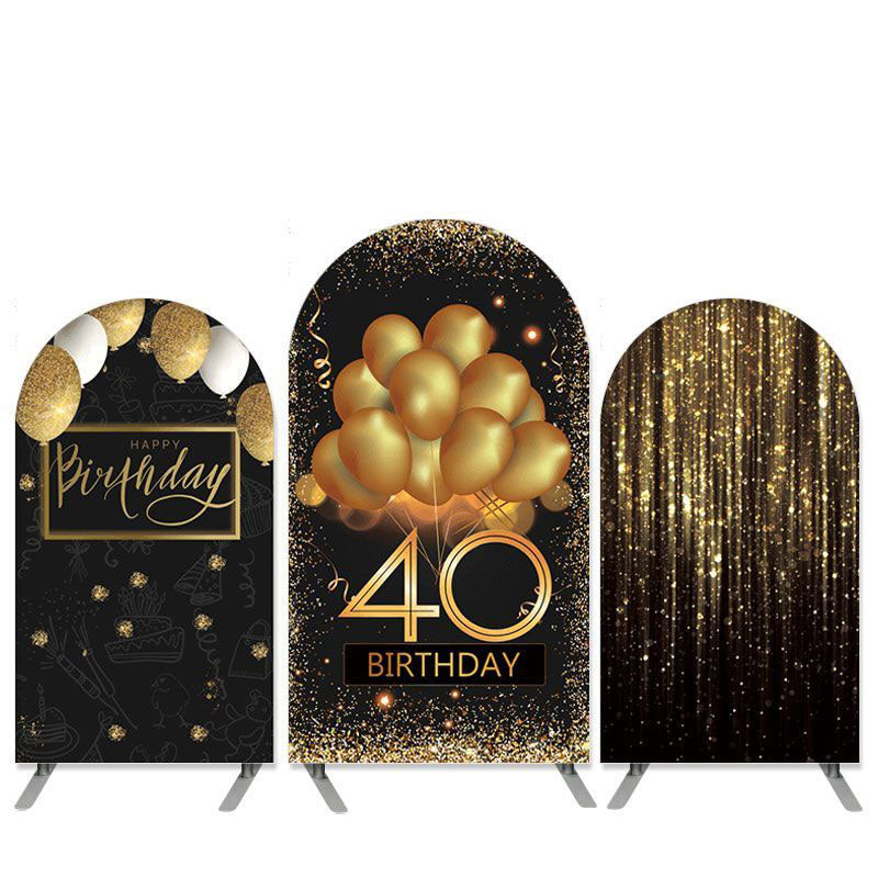 Lofaris Gold Glitter Balloons Theme 40th Birthday Arch Backdrop Kit