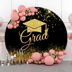 Lofaris Gold Glitter Cap Round Graduation Backdrop Cover