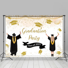 Lofaris Gold Glitter Caps Class Of 2023 Happy Grad Backdrop