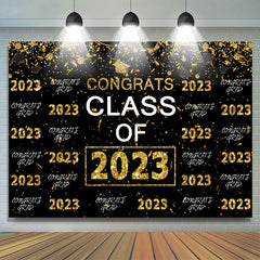 Lofaris Gold Glitter Congrats Class Of 2023 Black Backdorp