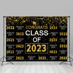 Lofaris Gold Glitter Congrats Class Of 2023 Black Backdorp