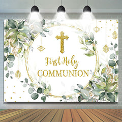 Lofaris Gold Glitter First Holy Communion Baby Shower Backdrop