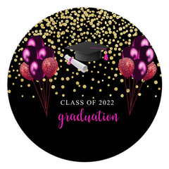 Lofaris Gold Glitter Purple Balloons Black Round Grad Backdrop