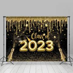 Lofaris Gold Glitter Stars Champagne 2023 Grad Party Backdrop