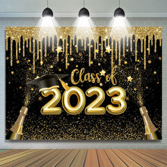Lofaris Gold Glitter Stars Champagne 2023 Grad Party Backdrop