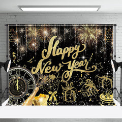 Lofaris UK Gold Line Clock Gift Glitter Black New Year Backdrop
