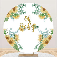 Lofaris Gold Oh Baby Sunflower Circle Shower Backdrop