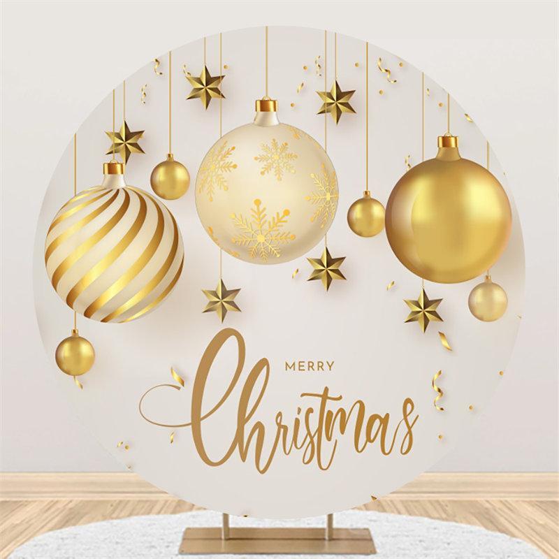 Lofaris Gold Ornament Round Merry Chrismas Backdrop For Party