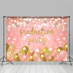 Lofaris Gold Pink Lights Balloons Graduation Party Backdrop