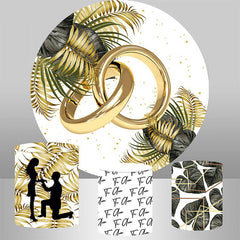 Lofaris Gold Ring And Leaves Round Wedding Backdrop For Party