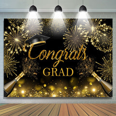 Lofaris Gold Spark Champagne Bokeh Congrats Grad Backdrop