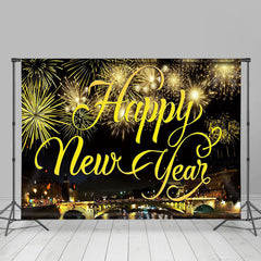 Lofaris UK Gold Sparkle Bridge City Night New Year Backdrop