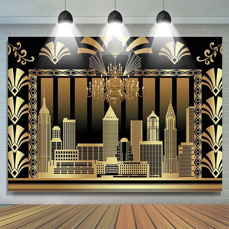 Lofaris Gold The Great Gatsby Adult Birthday Party Backdrop