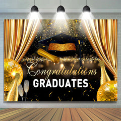 Lofaris Congratulations Grads Backdrop With Golden Curtain