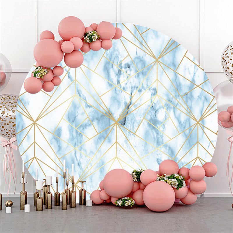 Lofaris Golden And Blue Geometric Patterns Round Backdrop