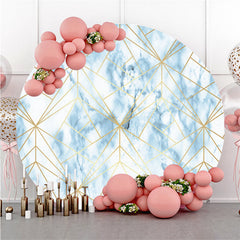 Lofaris Golden And Blue Geometric Patterns Round Backdrop