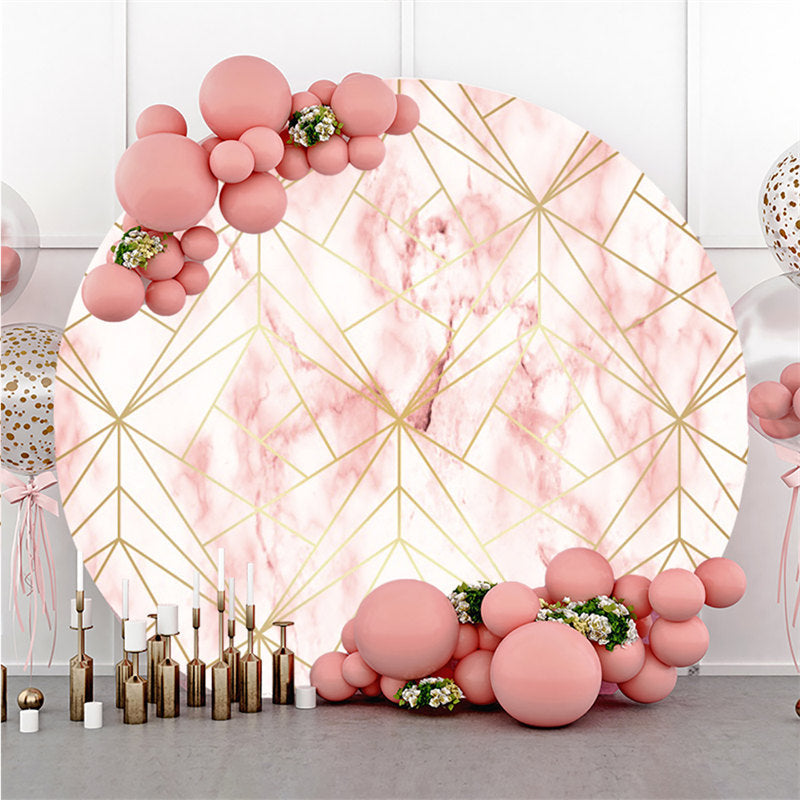 Lofaris Golden And Pink Geometric Patterns Circle Backdrop