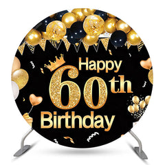 Lofaris Golden Balloon Round 60th Birthday Backdrop Cover