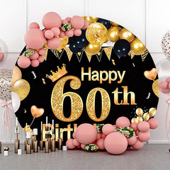 Lofaris Golden Balloon Round 60th Birthday Backdrop Cover