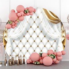 Lofaris Golden Beads White Birthday Round Backdrop For Girl