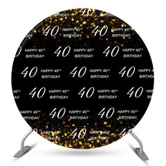 Lofaris Golden Black Happy 40th Birthday Round Backdrop