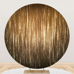 Lofaris Golden Bright Glitter Round Black Birthday Backdrop