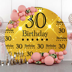 Lofaris Golden Glitter Round 30th Birthday Backdrop Cover