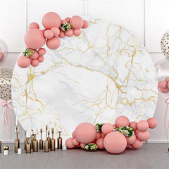 Lofaris Golden Marble Theme Happy Birthday Circle Backdrop