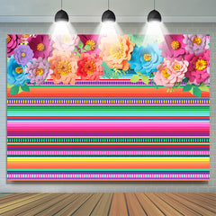 Lofaris Gorgeous Rainbow Floral Stripes Dance Party Backdrop