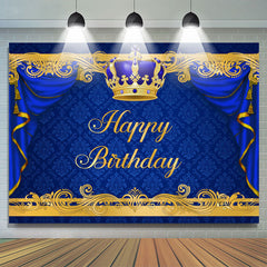 Lofaris Gorgeous Royal Blue and Gold Happy Birthday Backdrop