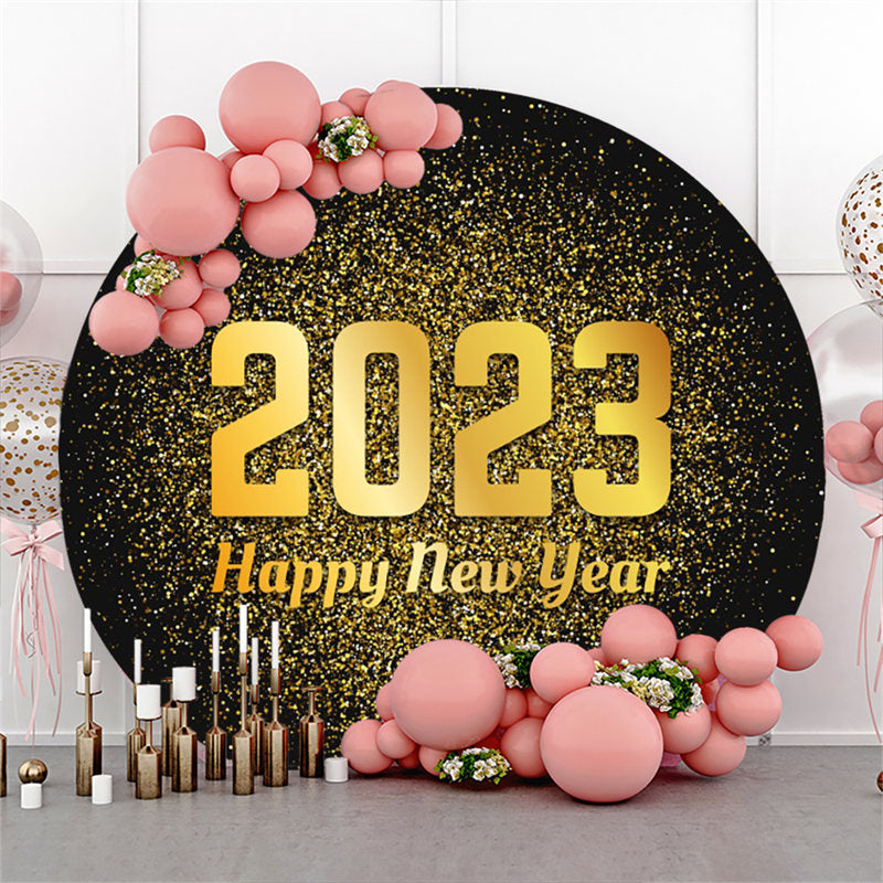 Lofaris Great Simple Happy 2023 New Year Circle Holiday Backdrop