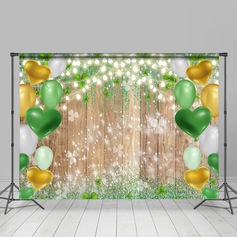 Lofaris Green And Glitter Heart Balloons Valentine’s Day Backdrop