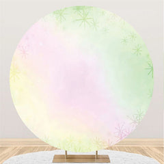 Lofaris Green And Pink Themed Circle Happy Birthday Backdrop