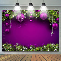 Lofaris Green And Purple Glitter Balls Merry Christmas Backdrop