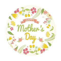 Lofaris Green And Yellow Floral Happy Mothers Day Round Backdrops