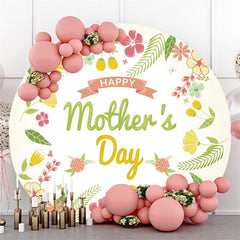 Lofaris Green And Yellow Floral Happy Mothers Day Round Backdrops