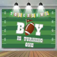 Lofaris Green Football Field Happy 1St Birthday Party Backdrop